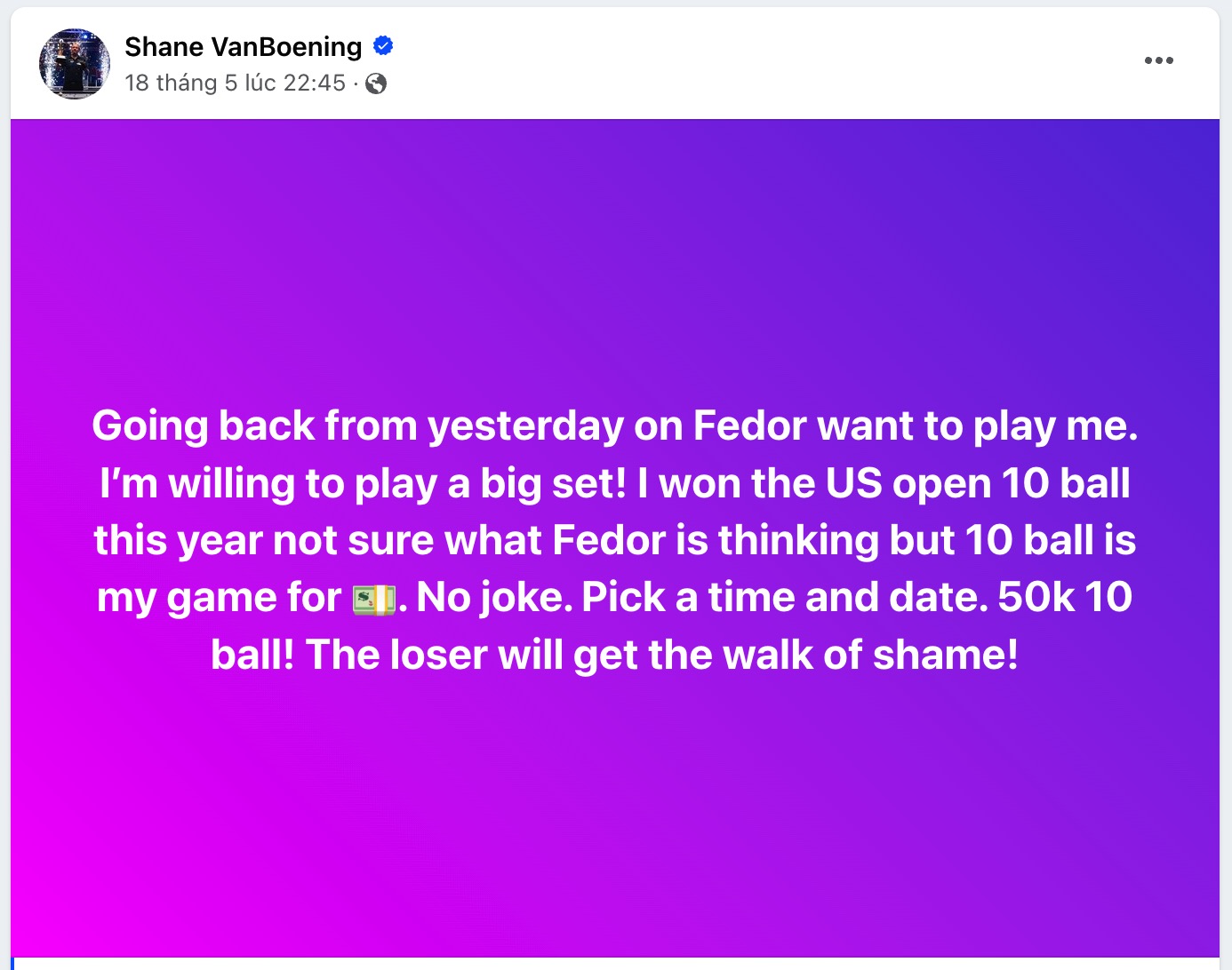 Status SVB - đại chiến fedor gorst vs shane vanboening